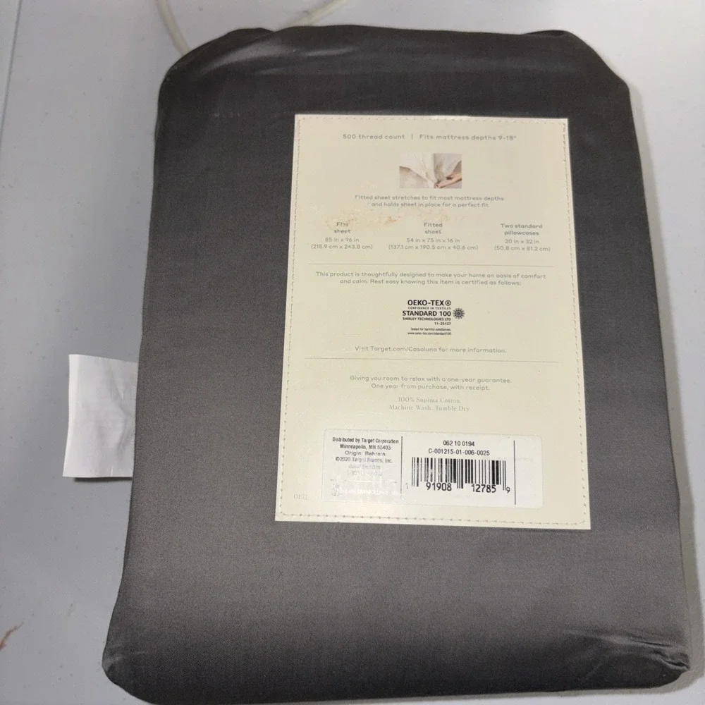 New Casaluna Temperature Balancing Sheet Set Size Full Metal Gray 300 TC